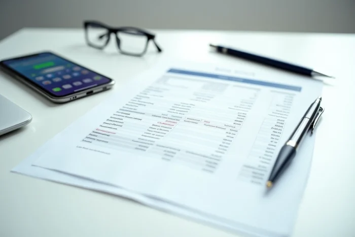 Relevé bancaire imprimé avec stylo et lunettes posés sur un bureau, illustrant la vérification des mouvements en instance CIC