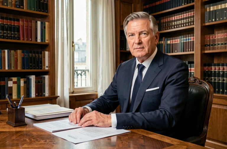 Portrait professionnel de Thierry Cabane assis à son bureau dans un cadre institutionnel parisien, évoquant son parcours et ses convictions politiques